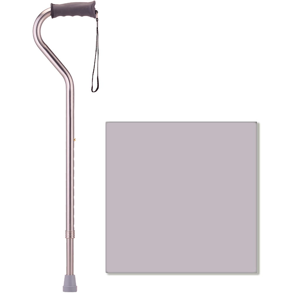 Offset Cane with Rubber Handle, Silver Swatch